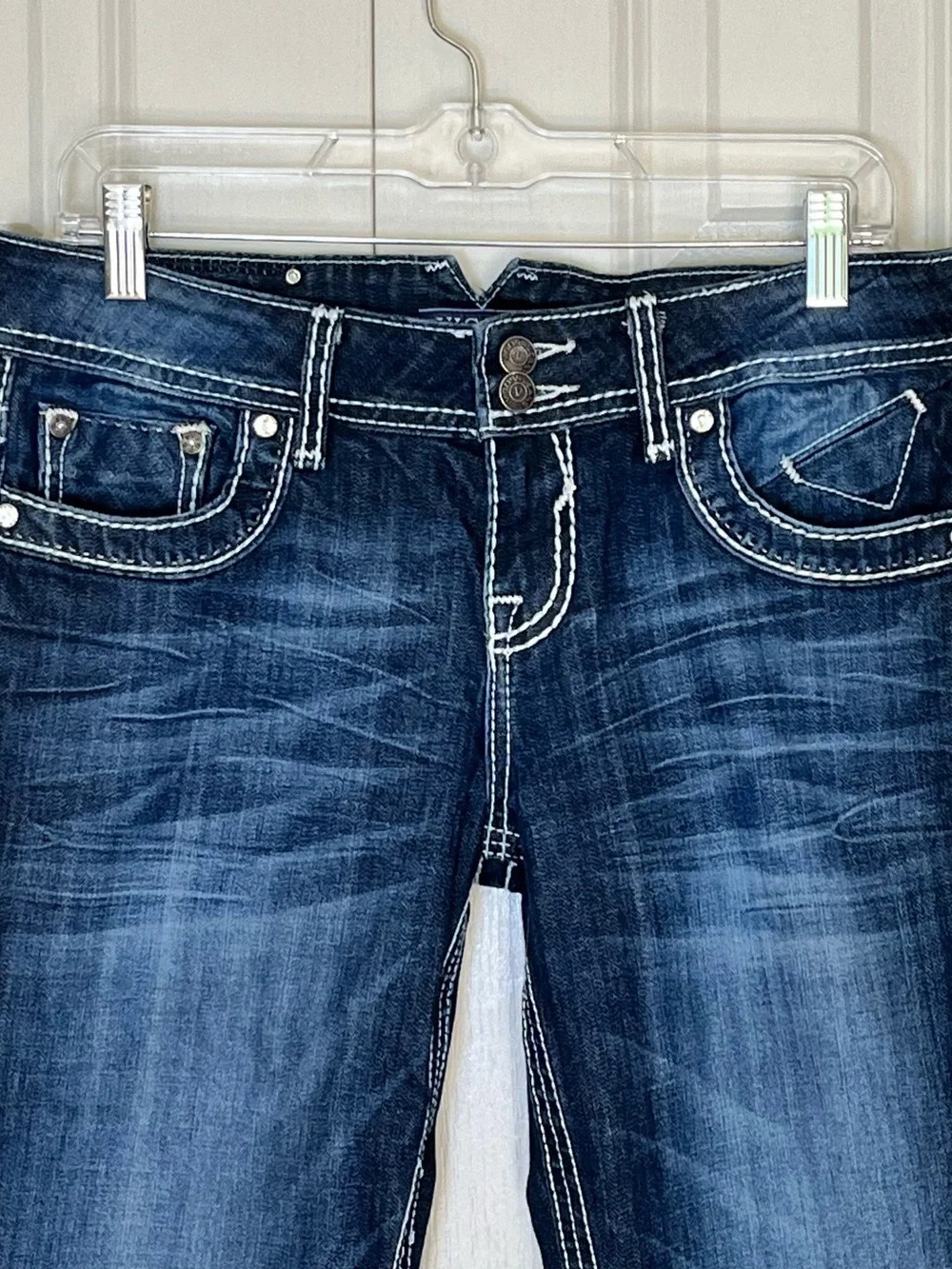 Vigoss The Dublin Women's Blue Low Rise Regular Fit Capri Jeans Bling  Size 7